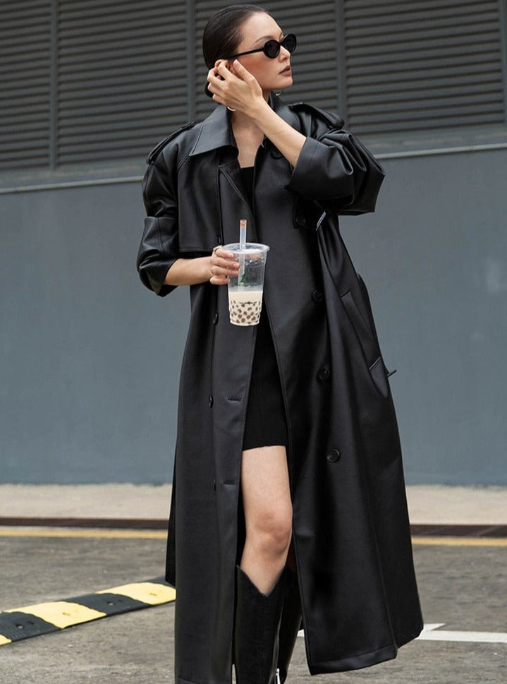 Leather Franco Trench Coat