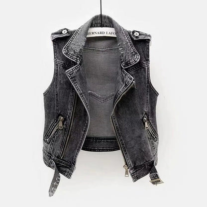 Gray Jean Cowboy Vest