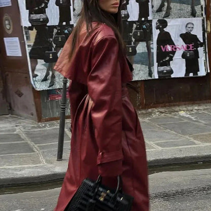 Leather Belt Coat