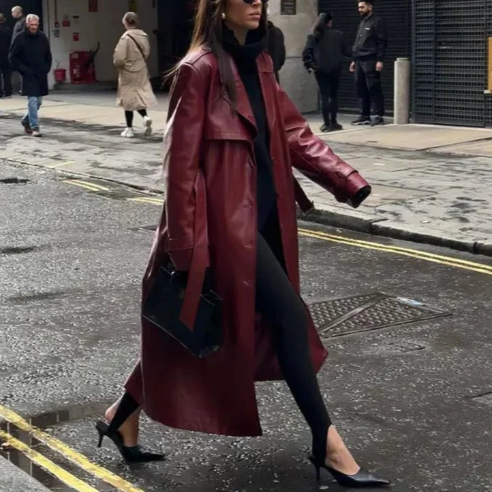 Leather Belt Coat