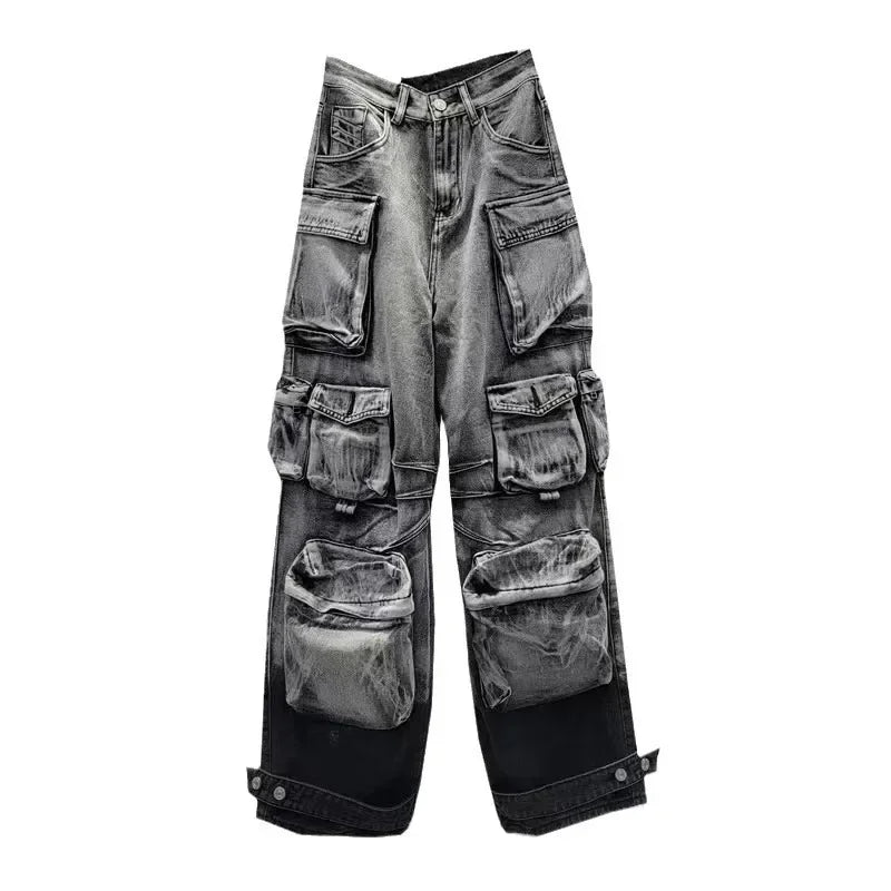 Multi-Pocket Washed Cargo Pants