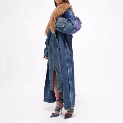 Long Denim Trench Coat