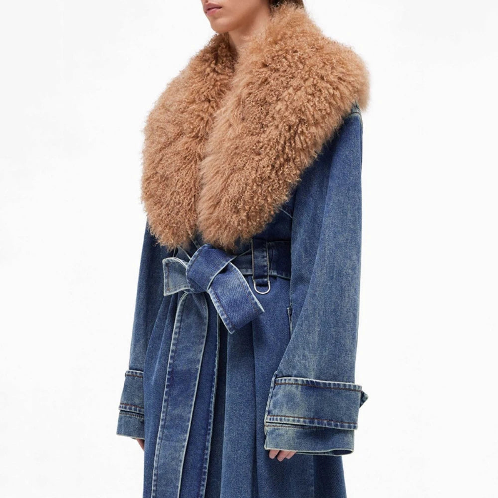 Long Denim Trench Coat