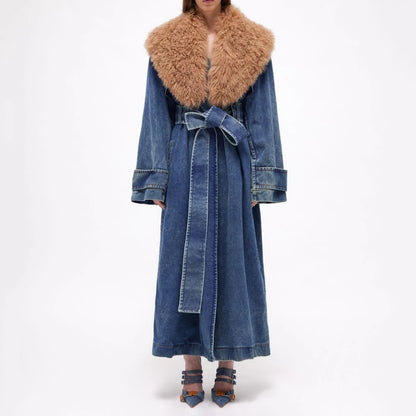 Long Denim Trench Coat