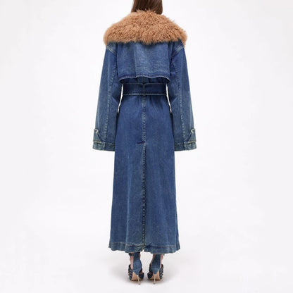 Long Denim Trench Coat