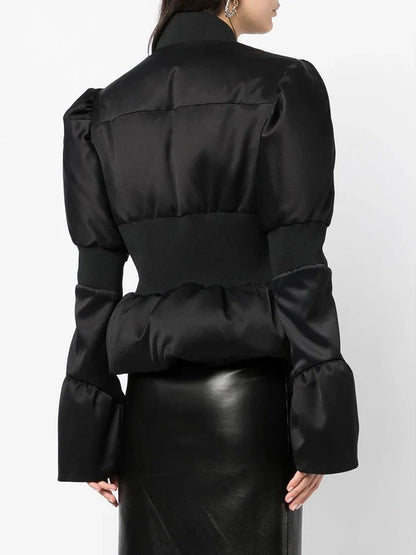 Padded Satin Down Peplum Jacket