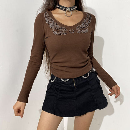 Grunge Rhinestone Crop Top