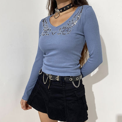 Grunge Rhinestone Crop Top