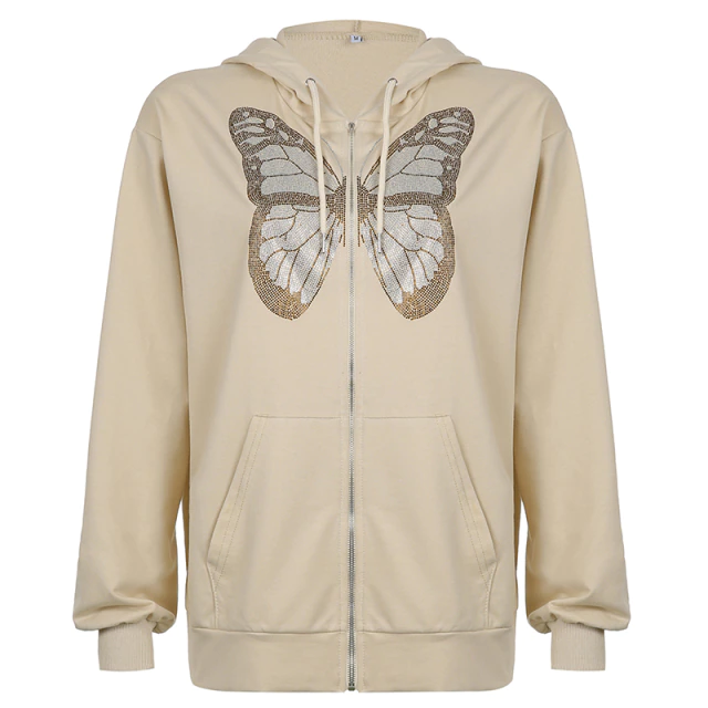 Rhinestone Butterfly Pullover