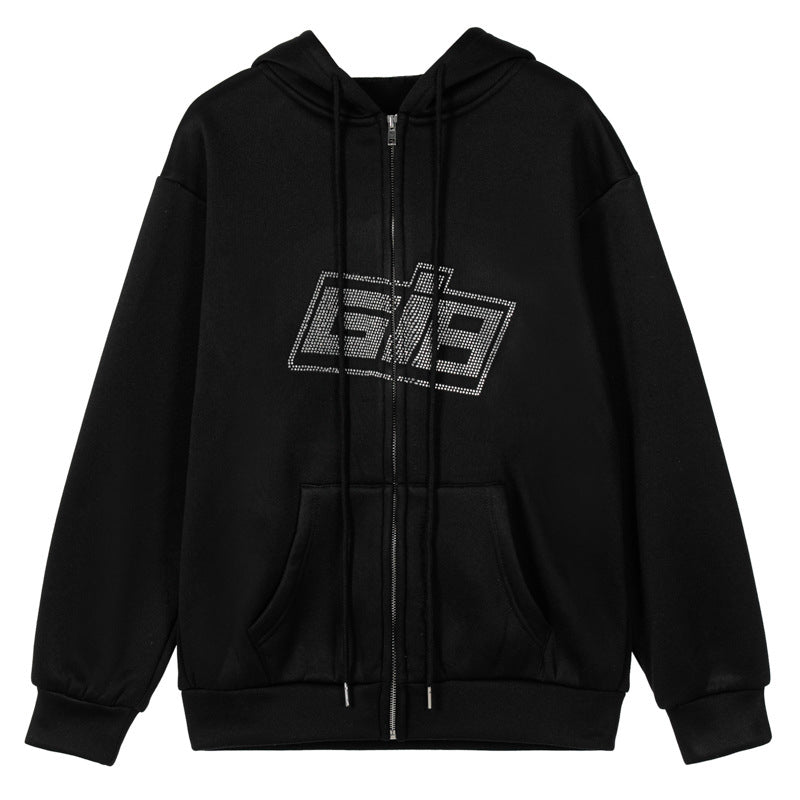 Rhinestone Letter Hoodie