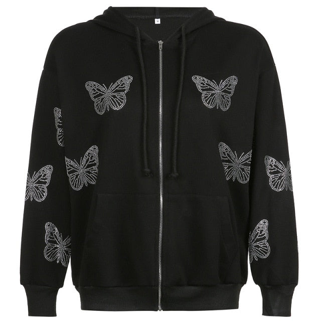 Butterfly Rhinestone Hoodie