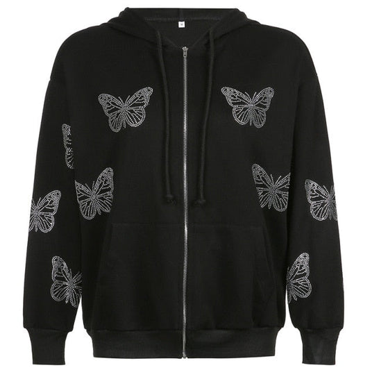 Butterfly Rhinestone Hoodie